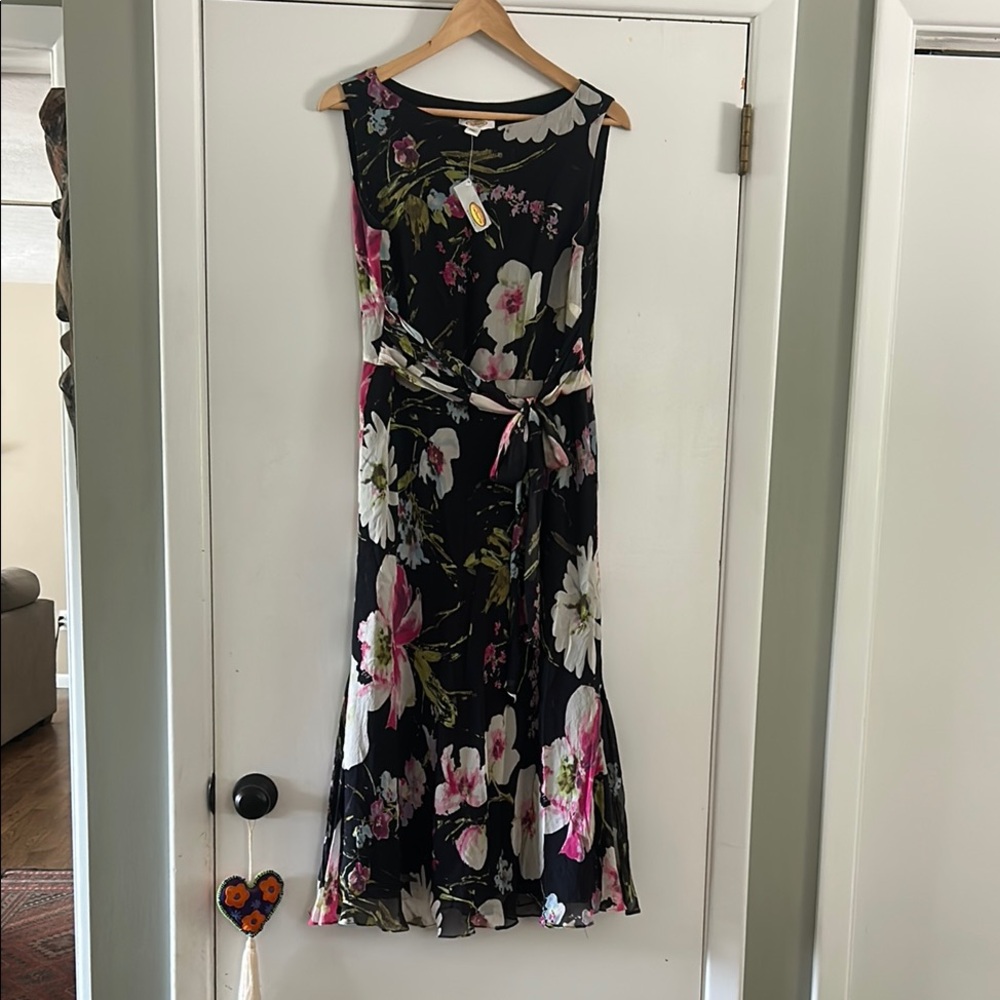Talbots Pink and White Sheath Dress Sleeveless Midi